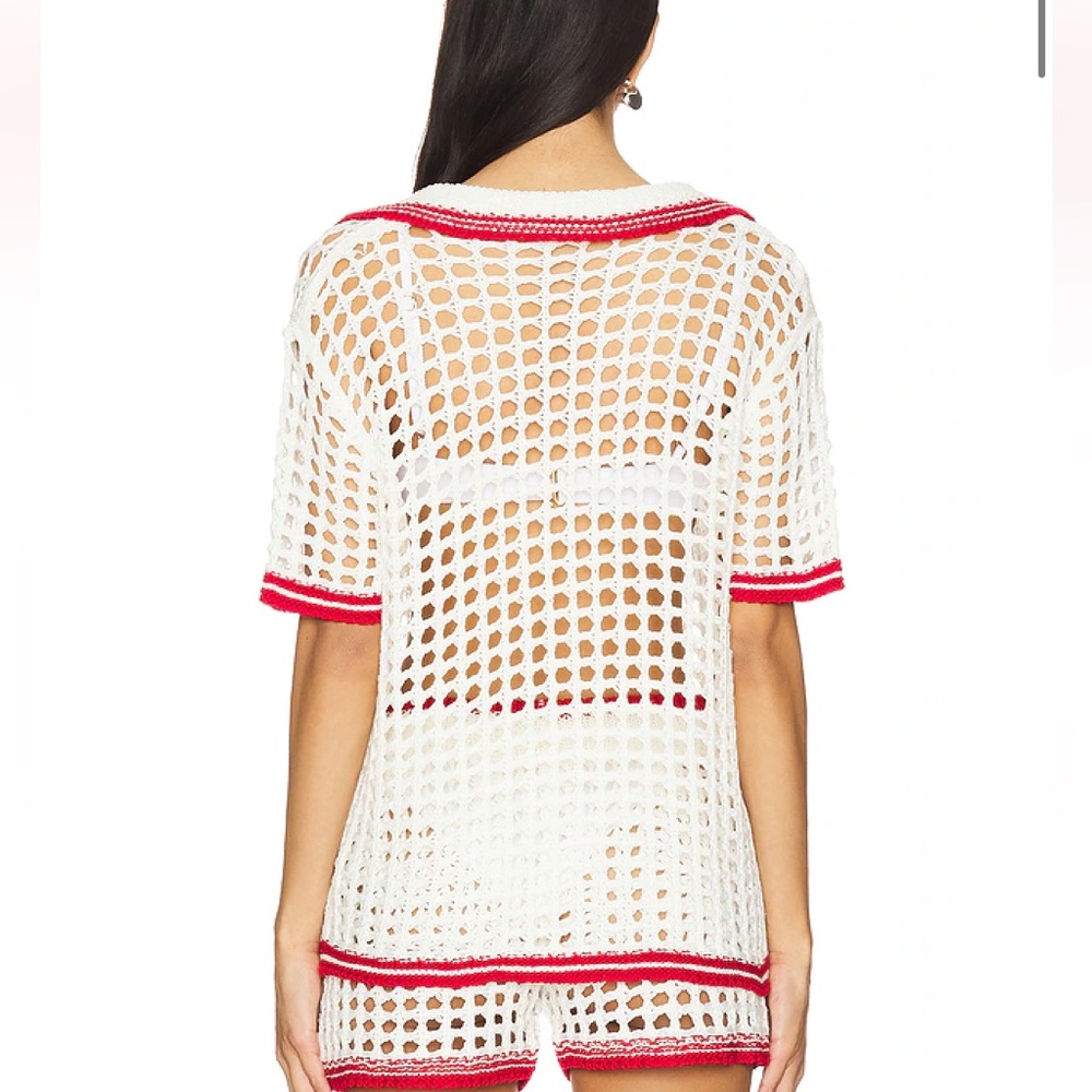 Superdown Revolve Bronwin Crochet Button Top Red … - image 3